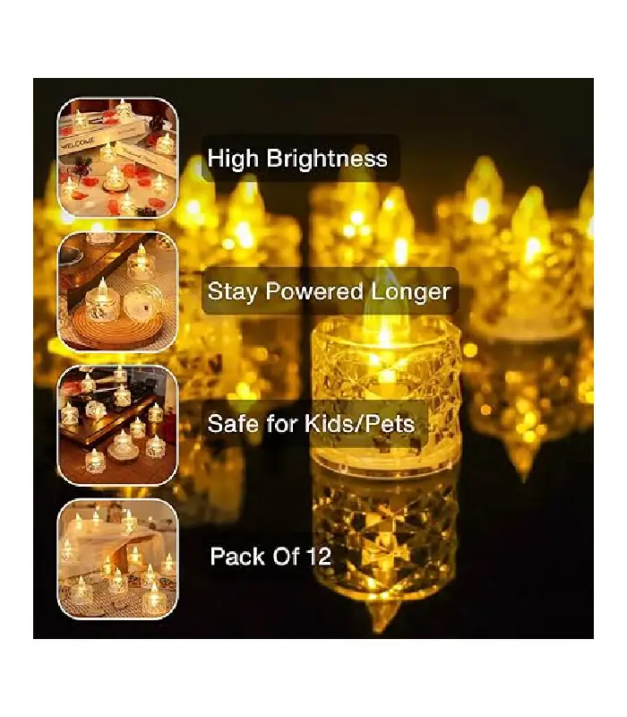 عکس شماره:2 , شمع ال ای دی مدل کریستالی شفاف (فروش عمده / خرده)