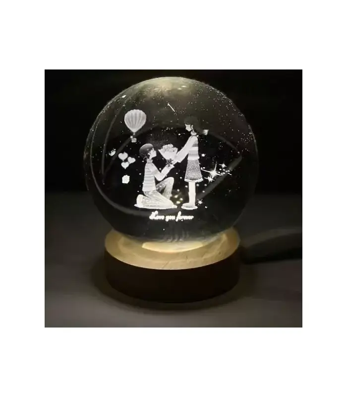 عکس شماره:0 , چراغ خواب رومیزی مدل گوی کریستال طرح دختر و پسر عاشق سایز 6 (فروش عمده / خرده)