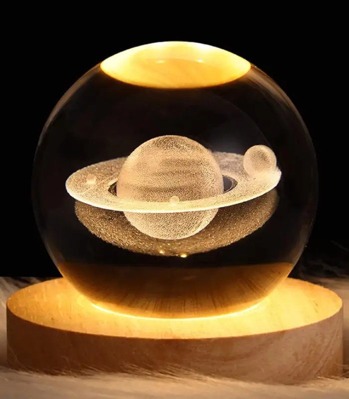 عکس شماره:0 , چراغ خواب رومیزی مدل گوی کریستال طرح زحل سایز 6 (فروش عمده / خرده)