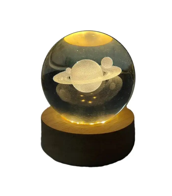 عکس شماره:1 , چراغ خواب رومیزی مدل گوی کریستال طرح زحل سایز 6 (فروش عمده / خرده)