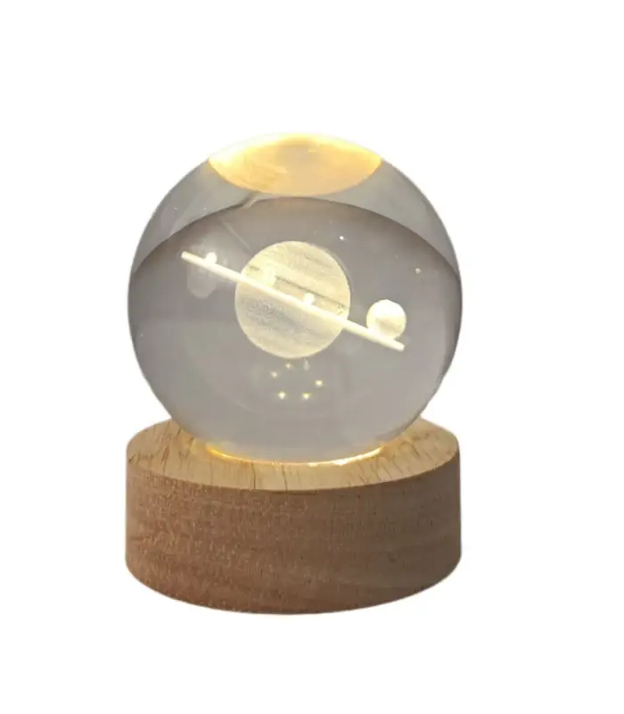 عکس اصلی چراغ خواب رومیزی مدل گوی کریستال طرح زحل سایز 6 (فروش عمده / خرده)