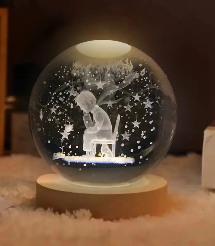 عکس شماره:1 , چراغ خواب رومیزی مدل گوی کریستال طرح شازده کوچولو 1 سایز 6 (فروش عمده / خرده)