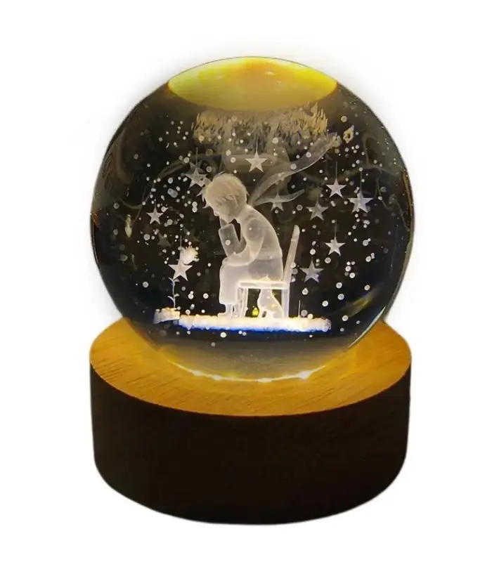 عکس اصلی چراغ خواب رومیزی مدل گوی کریستال طرح شازده کوچولو 1 سایز 6 (فروش عمده / خرده)