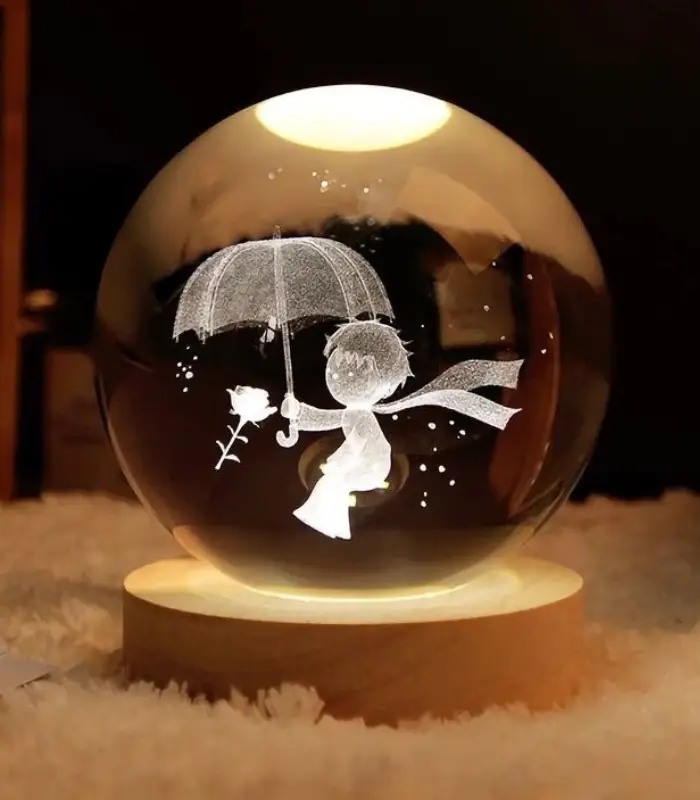 عکس شماره:2 , چراغ خواب رومیزی مدل گوی کریستال طرح شازده کوچولو 2 سایز 6 (فروش عمده / خرده)