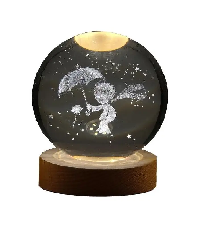 عکس اصلی چراغ خواب رومیزی مدل گوی کریستال طرح شازده کوچولو 2 سایز 6 (فروش عمده / خرده)