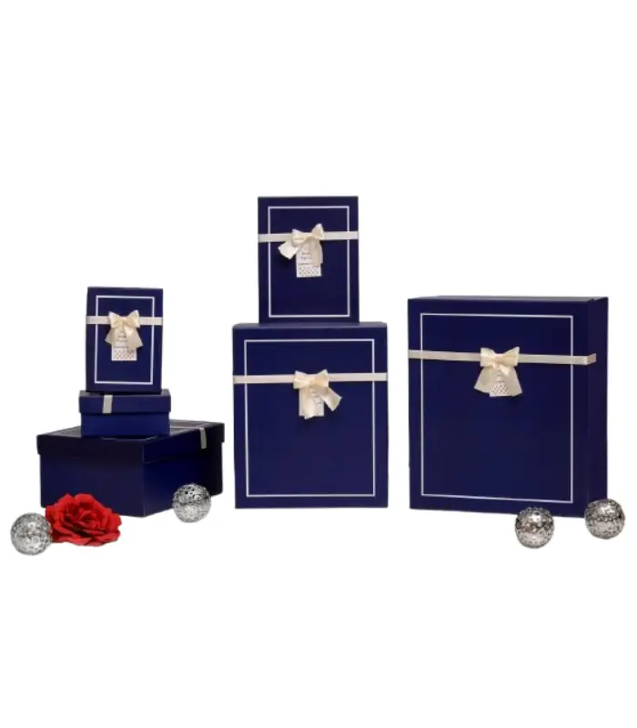 عکس اصلی باکس هدیه طرح پاپیون کد Navy blue بسته 6 تایی (فروش عمده / خرده)