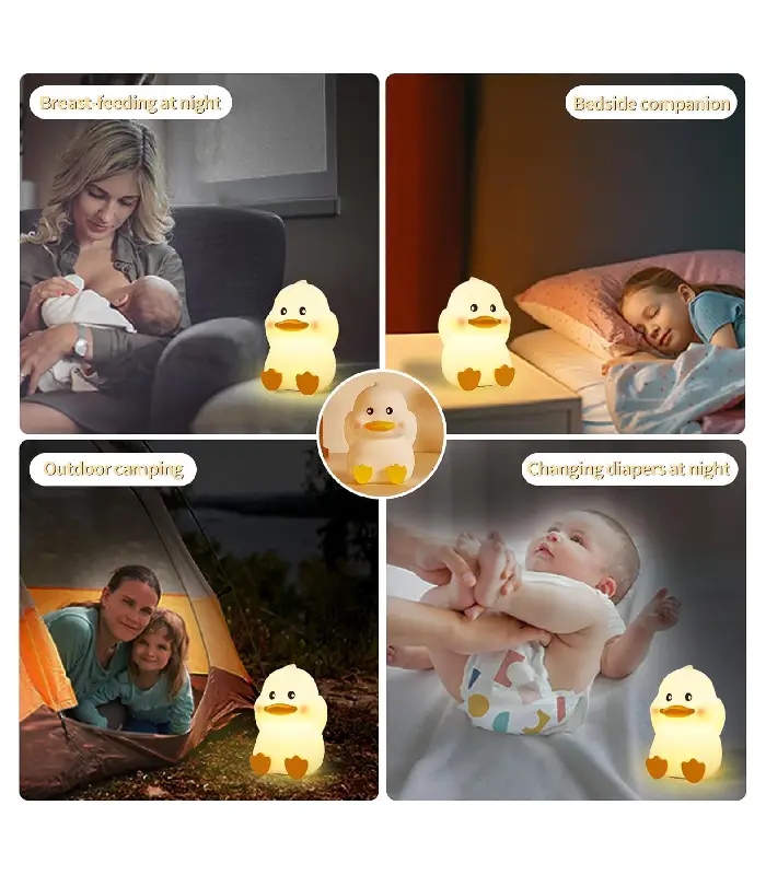 عکس شماره:3 , چراغ خواب سلیکونی جوجه اردک نشسته (فروش عمده / خرده)