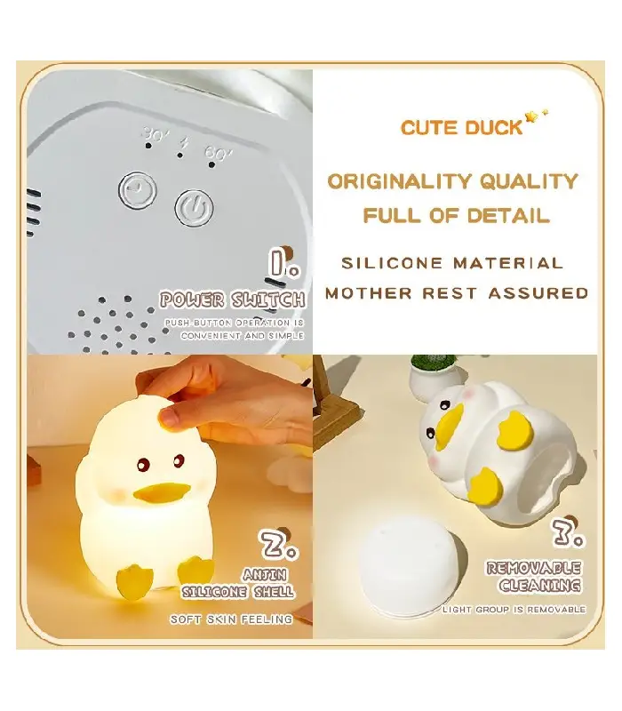 عکس شماره:1 , چراغ خواب سلیکونی جوجه اردک نشسته (فروش عمده / خرده)