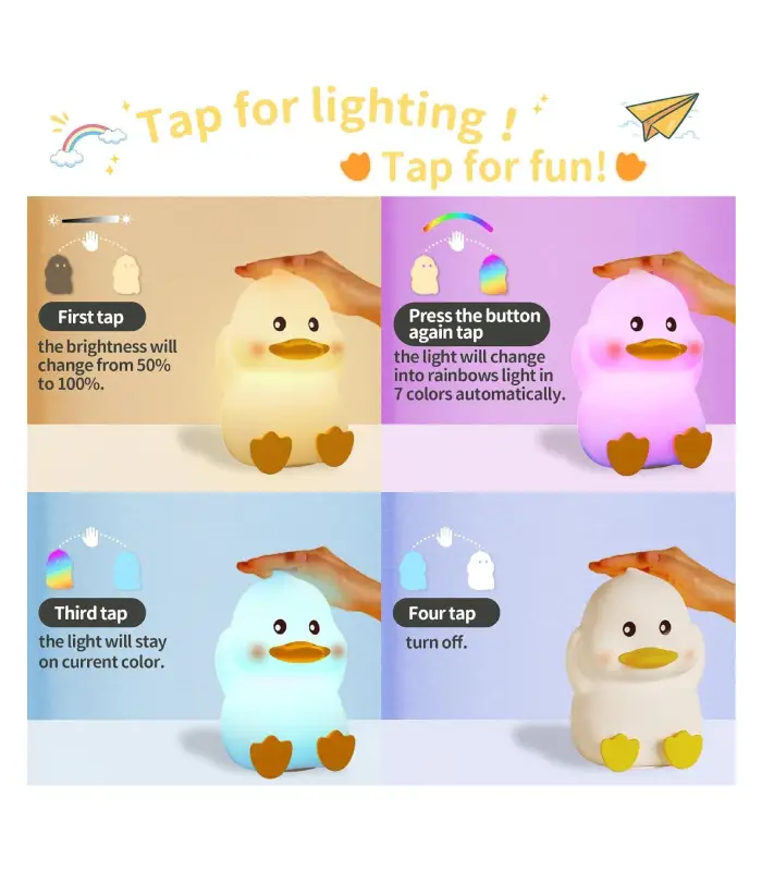 عکس شماره:6 , چراغ خواب سلیکونی جوجه اردک نشسته (فروش عمده / خرده)