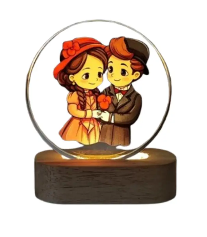 عکس اصلی چراغ خواب کریستالی طرح عاشقانه کد 100975-A5 (فروش عمده / خرده)