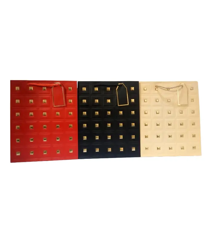 عکس اصلی ساک هدیه مدل چرمی سایز (26*32*12) بسته 3 عددی (فروش عمده / خرده)