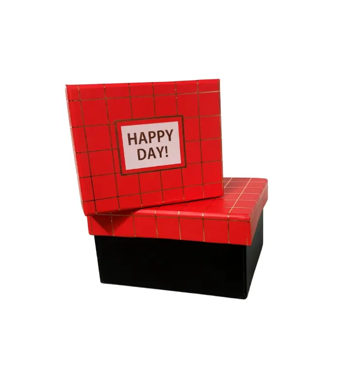 عکس اصلی باکس هدیه طرح Happy Day کد red بسته 2 تایی (فروش عمده / خرده)