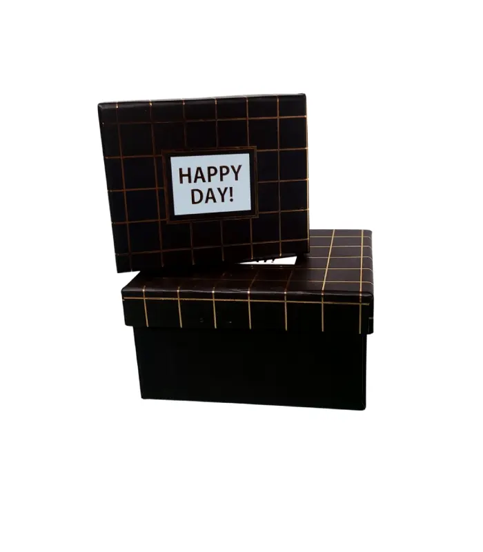 عکس اصلی باکس هدیه طرح Happy Day کد black بسته 2 تایی (فروش عمده / خرده)