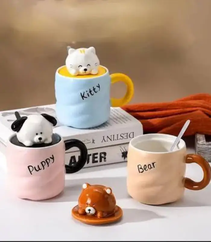 عکس شماره:1 , ماگ سرامیکی درب دار طرح عروسکی (فروش عمده / خرده)