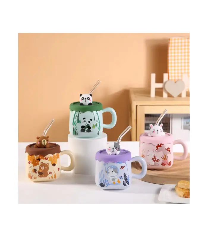 عکس شماره:3 , ماگ سرامیکی درب دار طرح حیوانات کد 907 (فروش عمده / خرده)