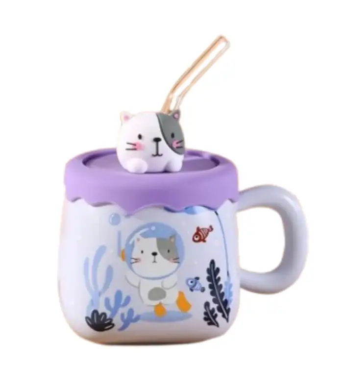 عکس اصلی ماگ سرامیکی درب دار طرح حیوانات کد 907 (فروش عمده / خرده)