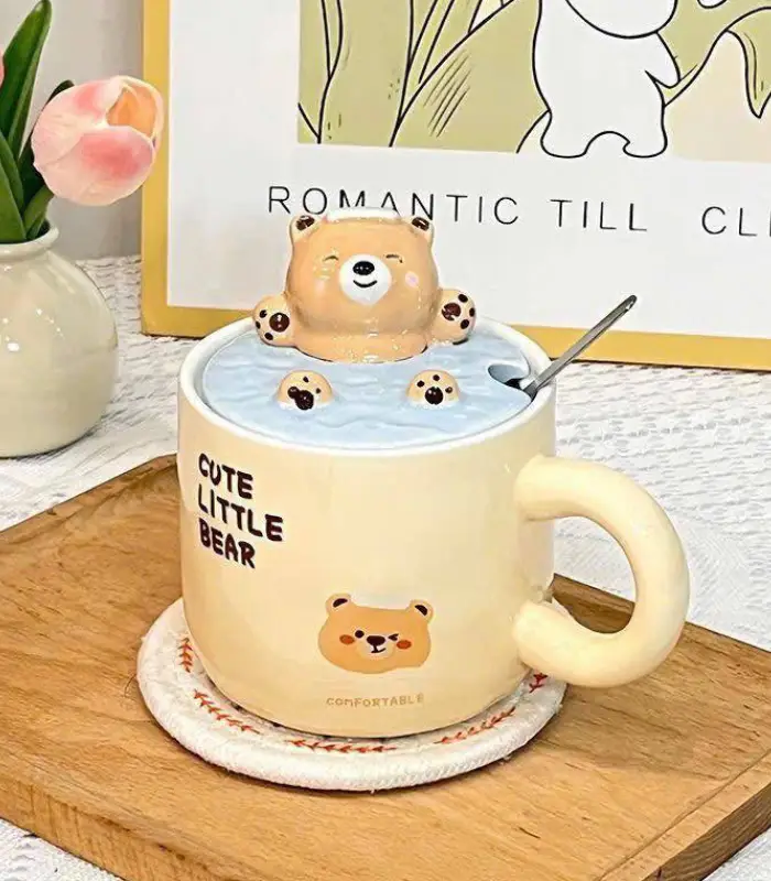 عکس شماره:5 , ماگ سرامیکی درب دار طرح خرس (فروش عمده / خرده)