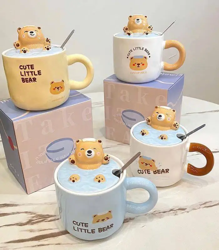 عکس شماره:4 , ماگ سرامیکی درب دار طرح خرس (فروش عمده / خرده)