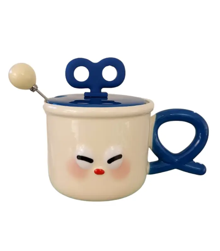 عکس اصلی ماگ سرامیکی درب دار طرح ایموجی کد 701 (فروش عمده / خرده)